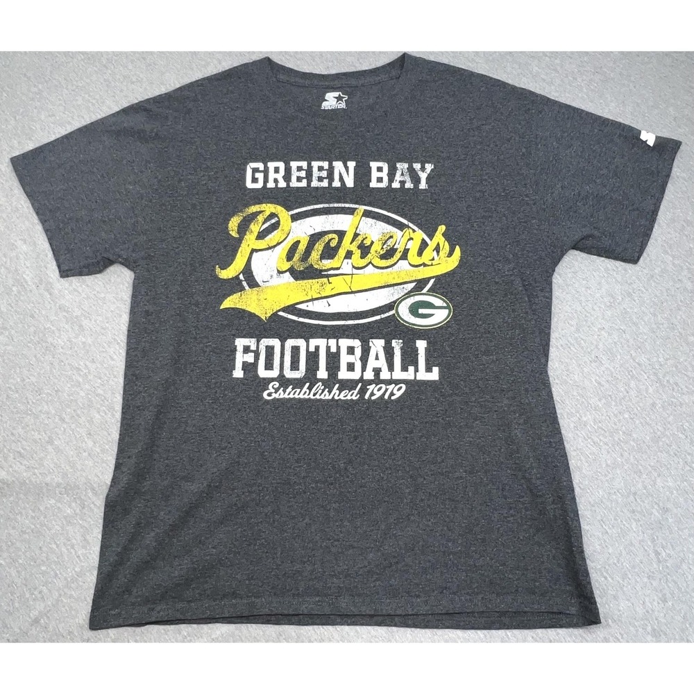 Green Bay Packers Shirt Mens Large Gray NFL Football Starter Short Sleeve